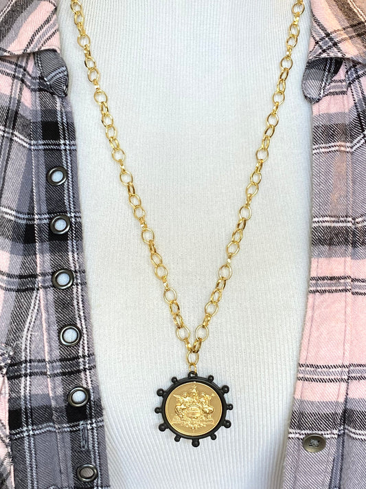 French Angel Coin Necklace