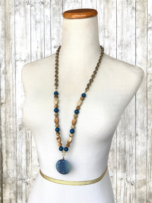 Blue Coin Necklace