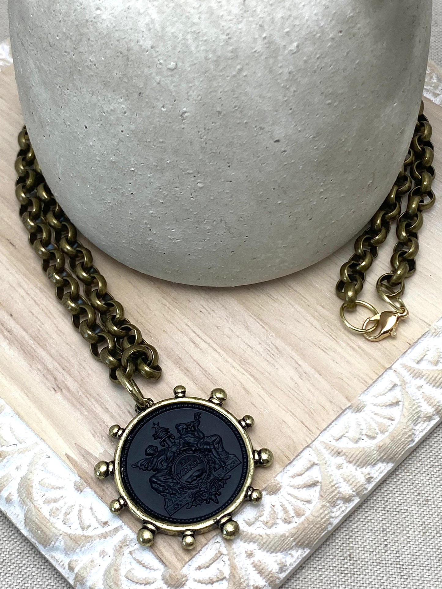 French Angel Life Insurance Coin Necklace