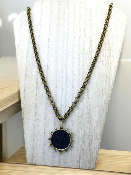 French Angel Life Insurance Coin Necklace