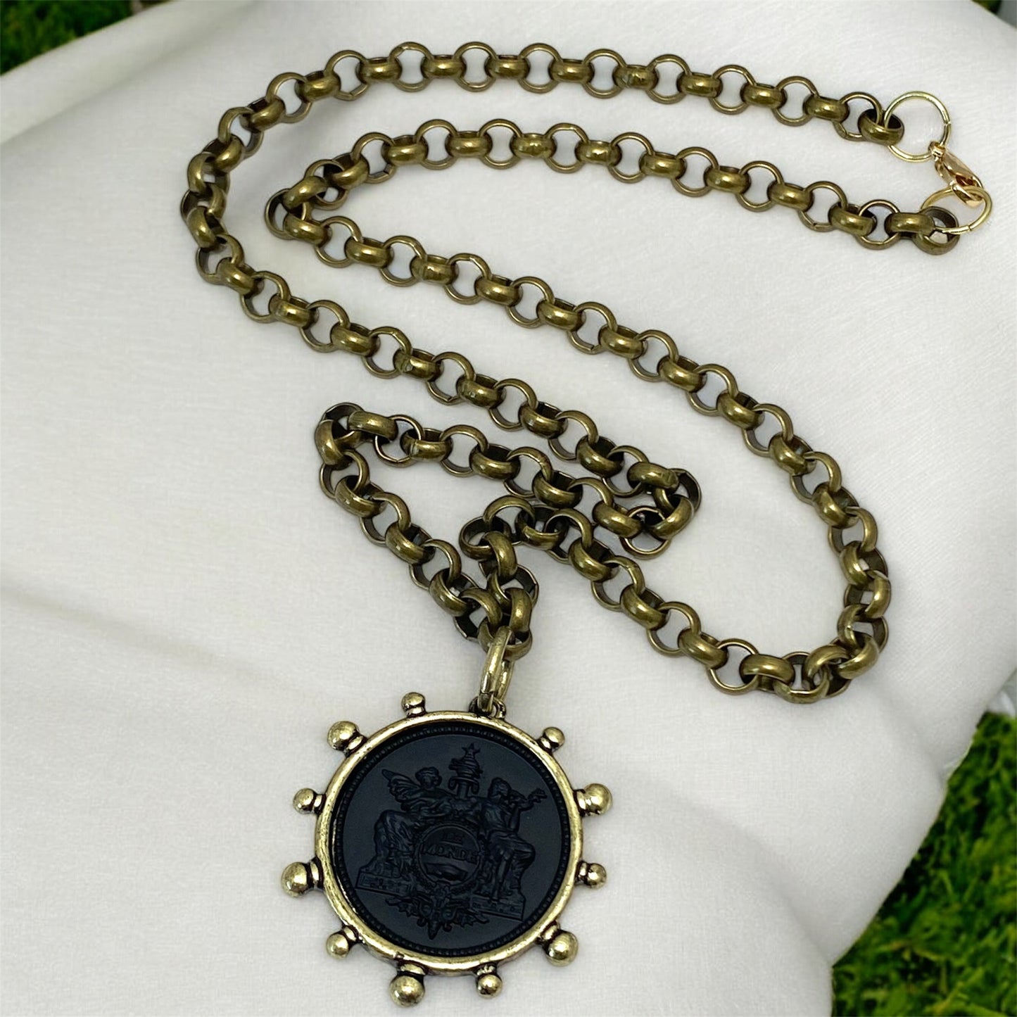 French Angel Life Insurance Coin Necklace