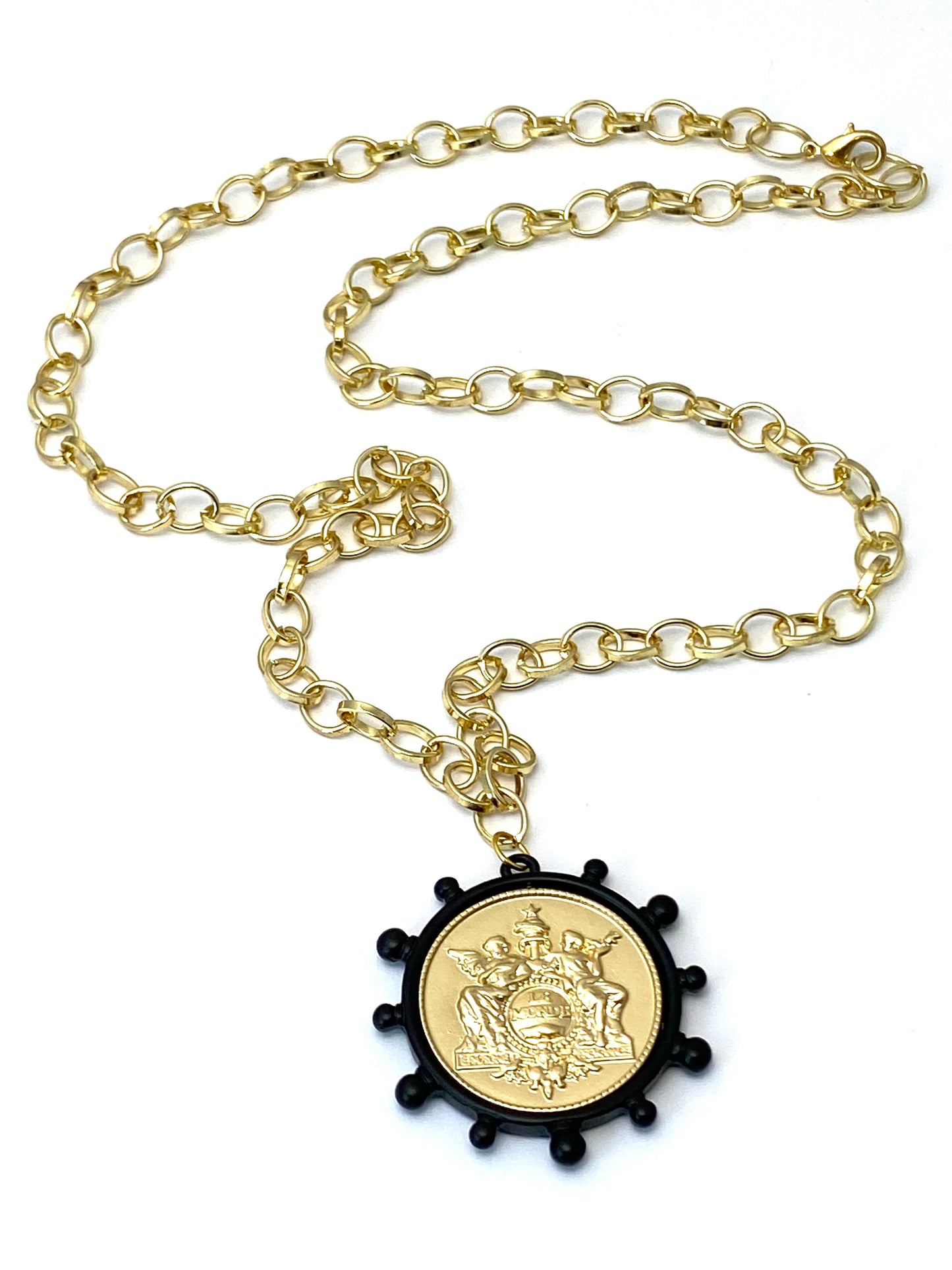 French Angel Life Insurance Replica Coin Necklace