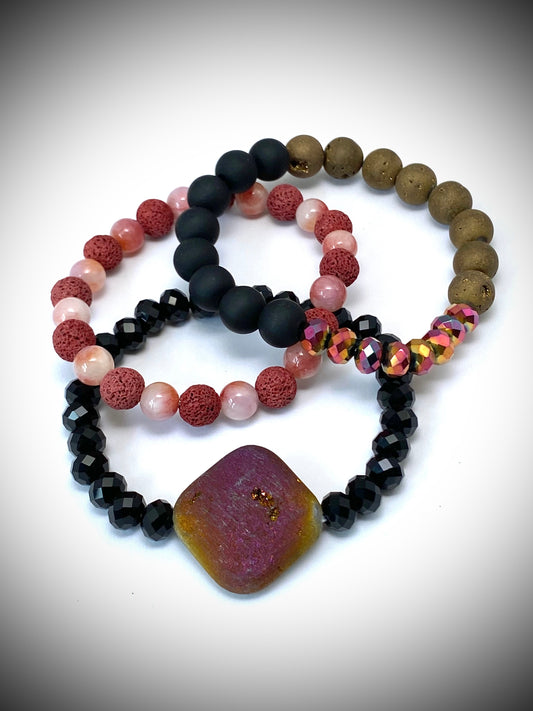 Druzy Agate Bracelet Set