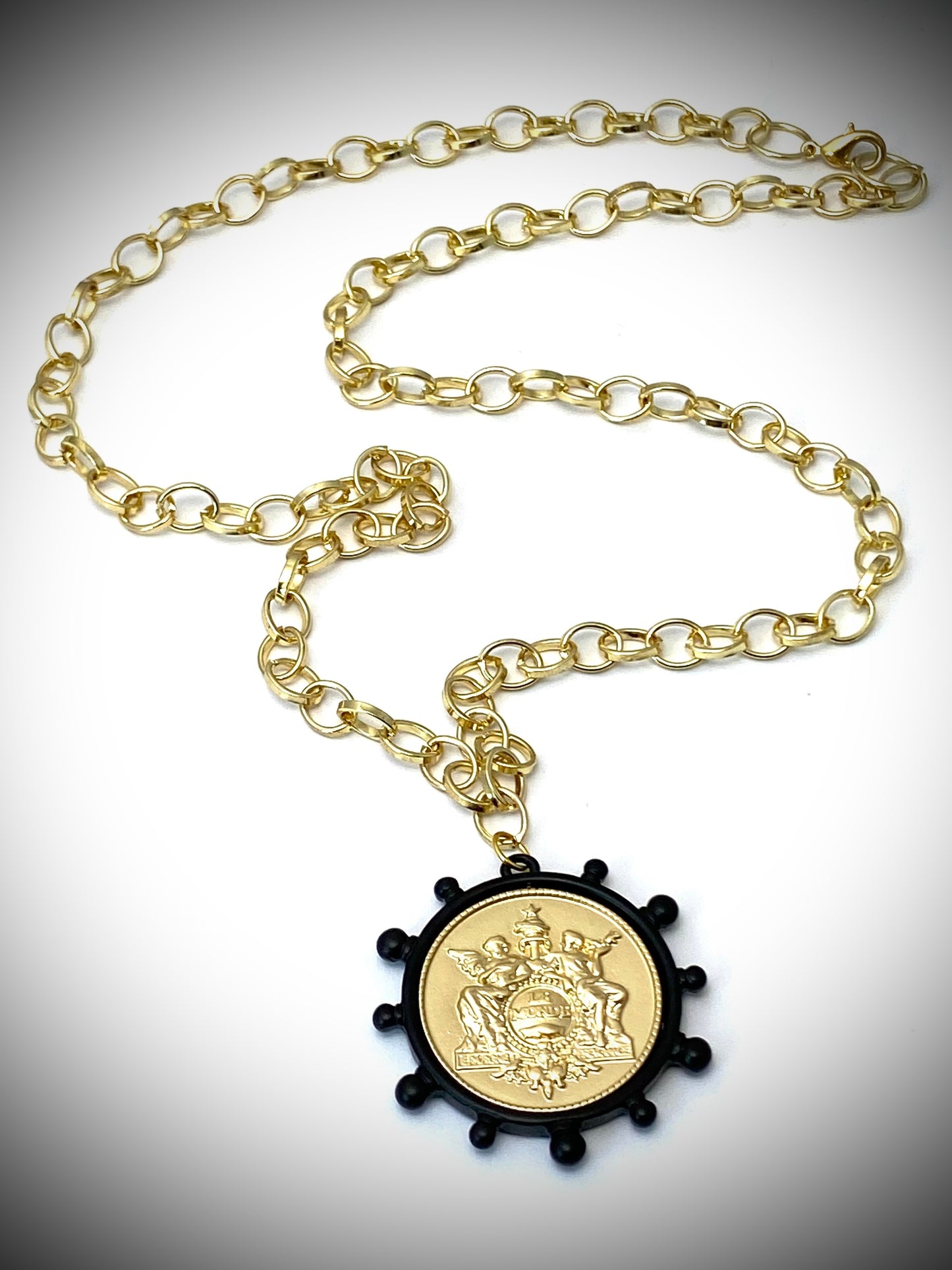 French Angel Life Insurance Replica Coin Necklace