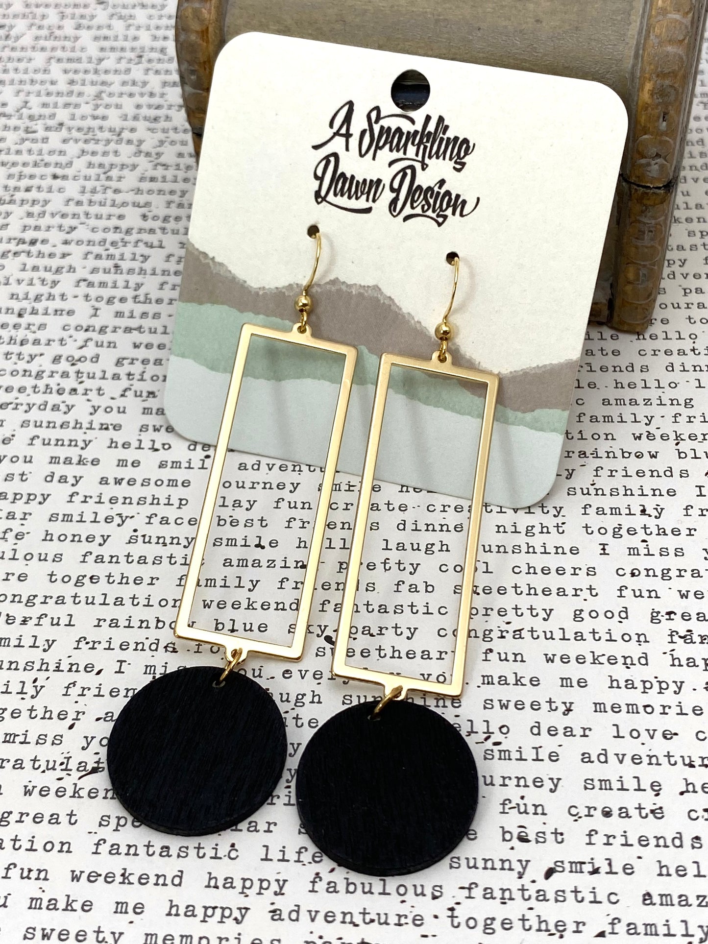 Painted Wood Circle Earrings