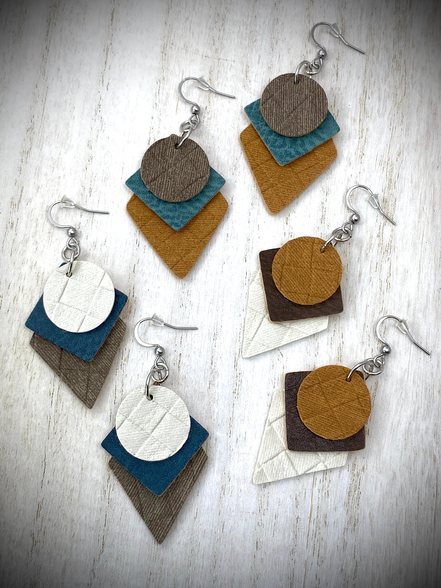 Geometric Leather Earrings