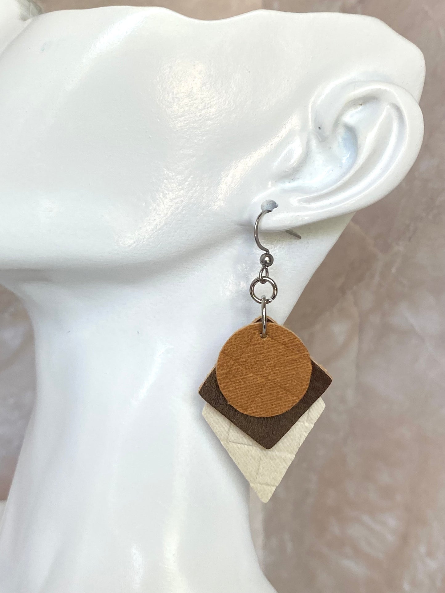 Geometric Leather Earrings