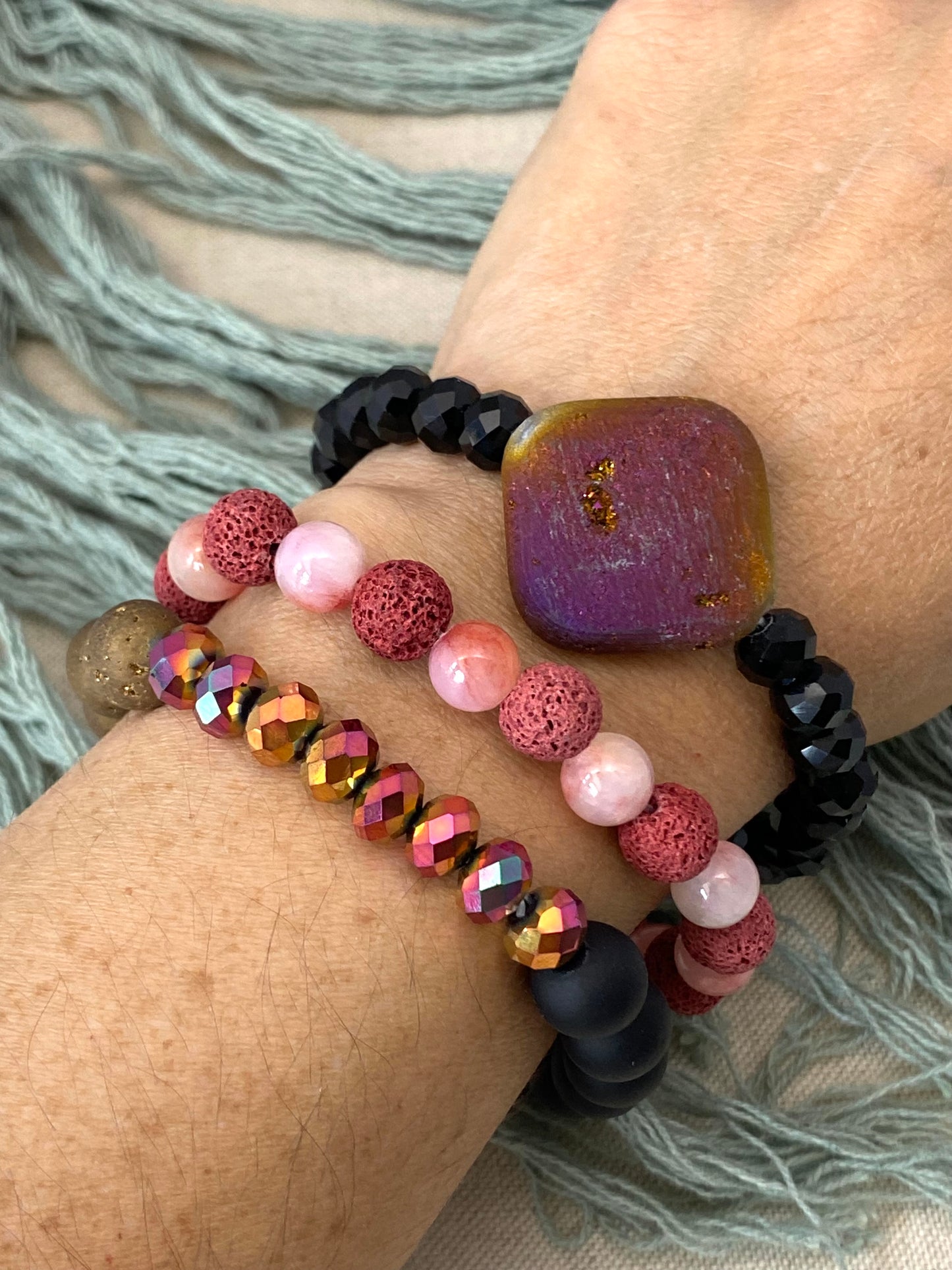 Druzy Agate Bracelet Set