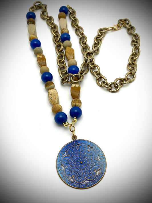 Blue Coin Necklace