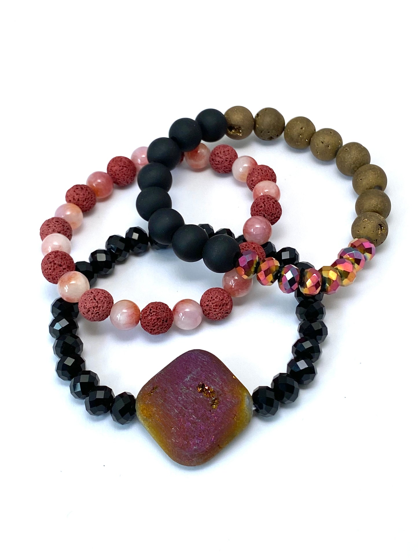 Druzy Agate Bracelet Set