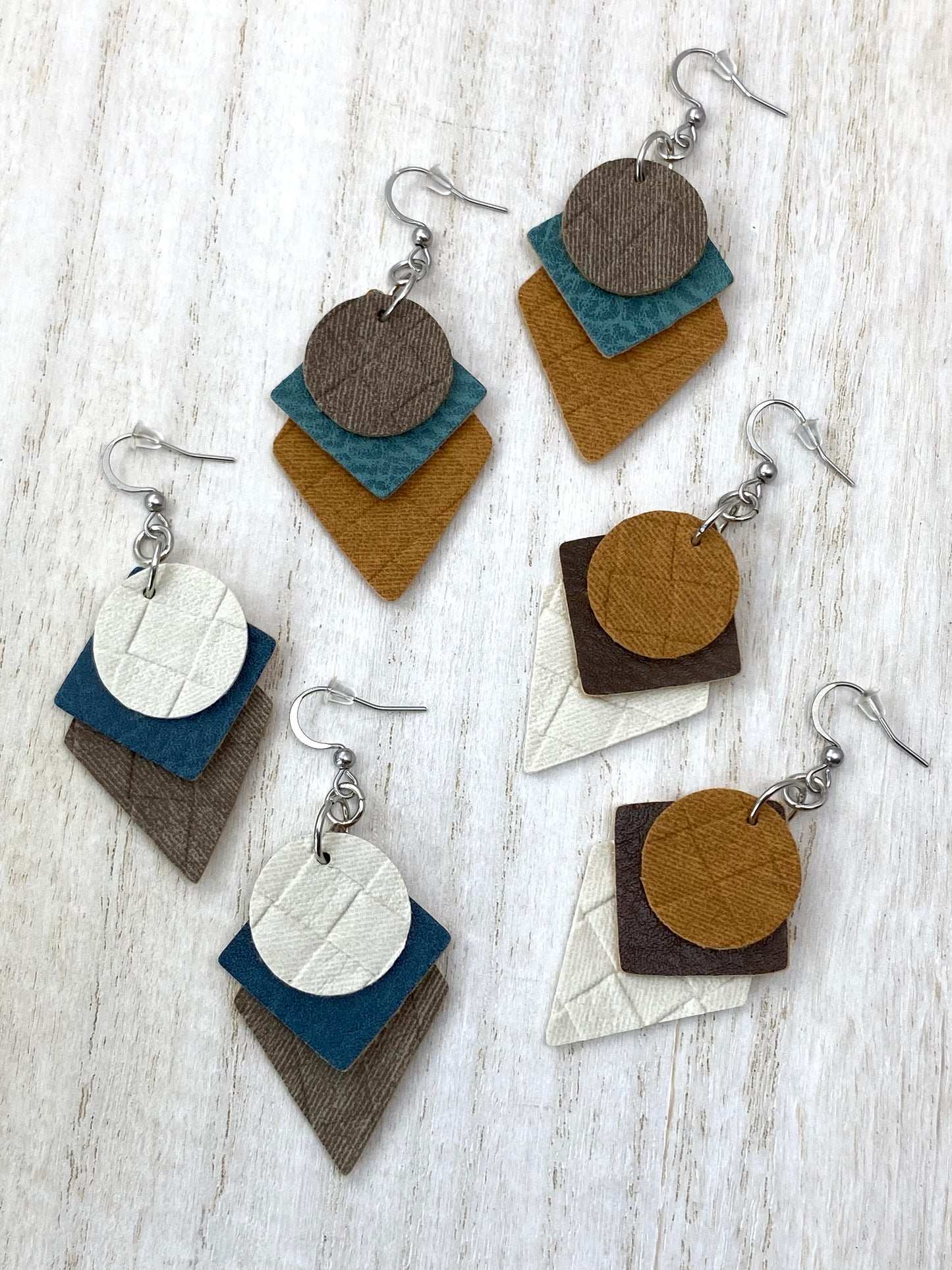 Geometric Leather Earrings