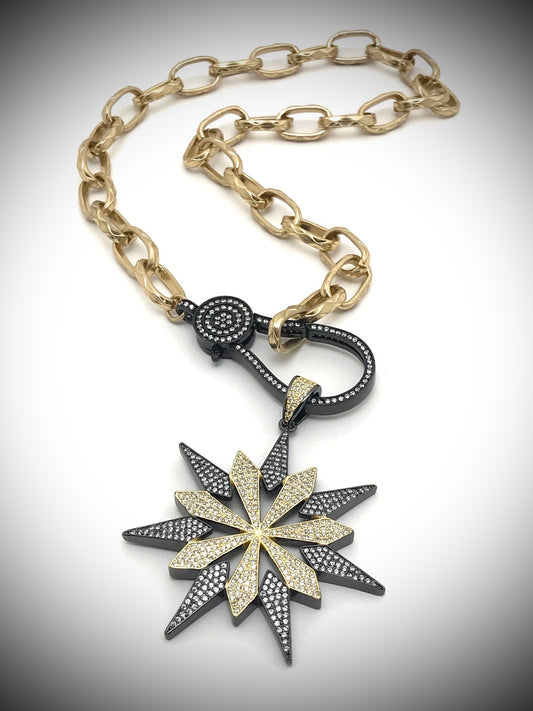 Pave Star And Clasp Necklace