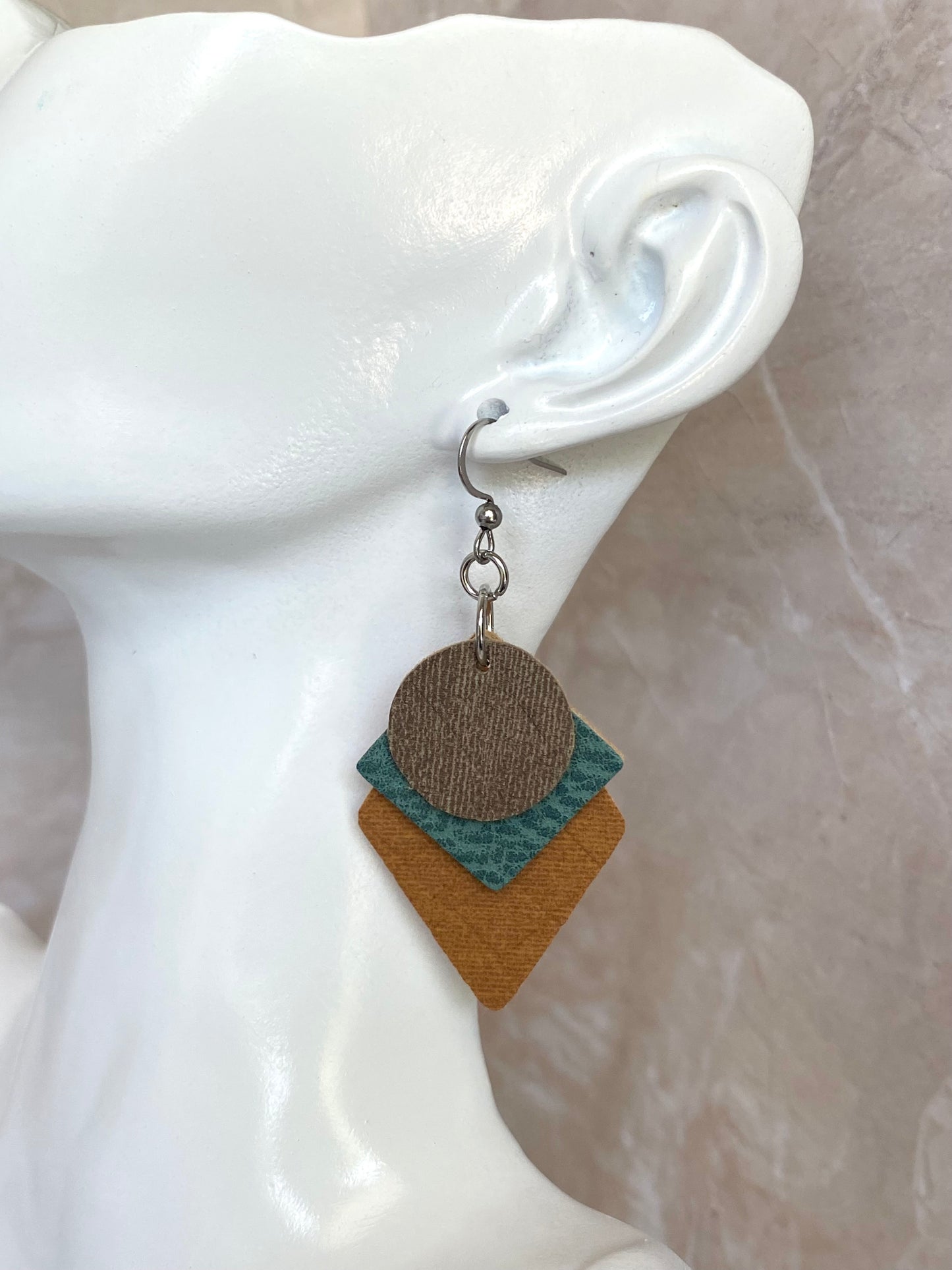 Geometric Leather Earrings