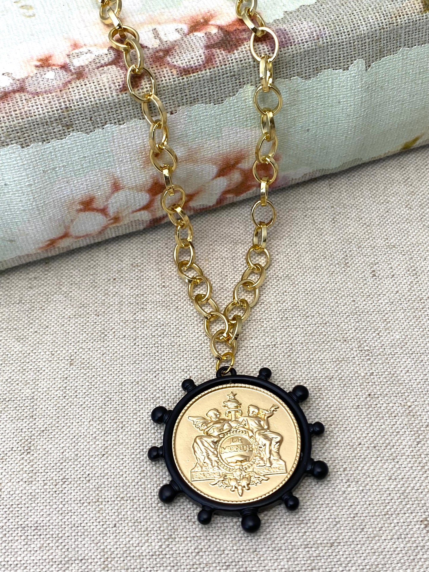 French Angel Life Insurance Replica Coin Necklace