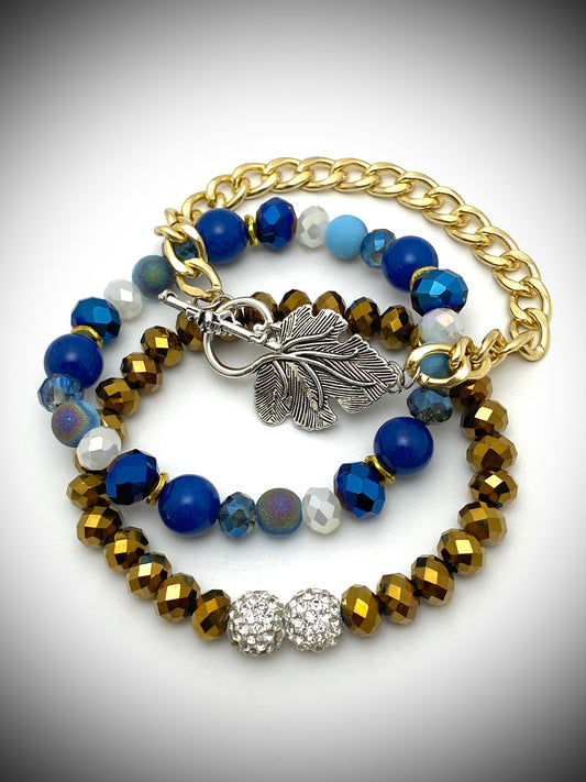 Silver Leaf Bracelet Set