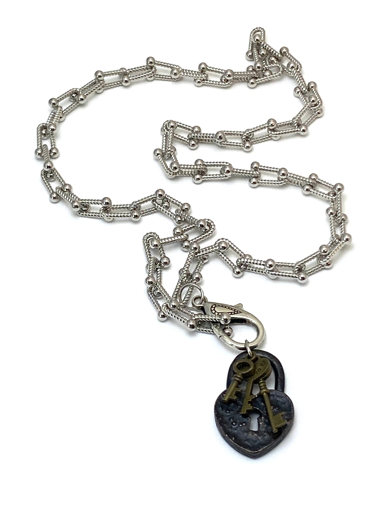 Silver Lock And Key Necklace