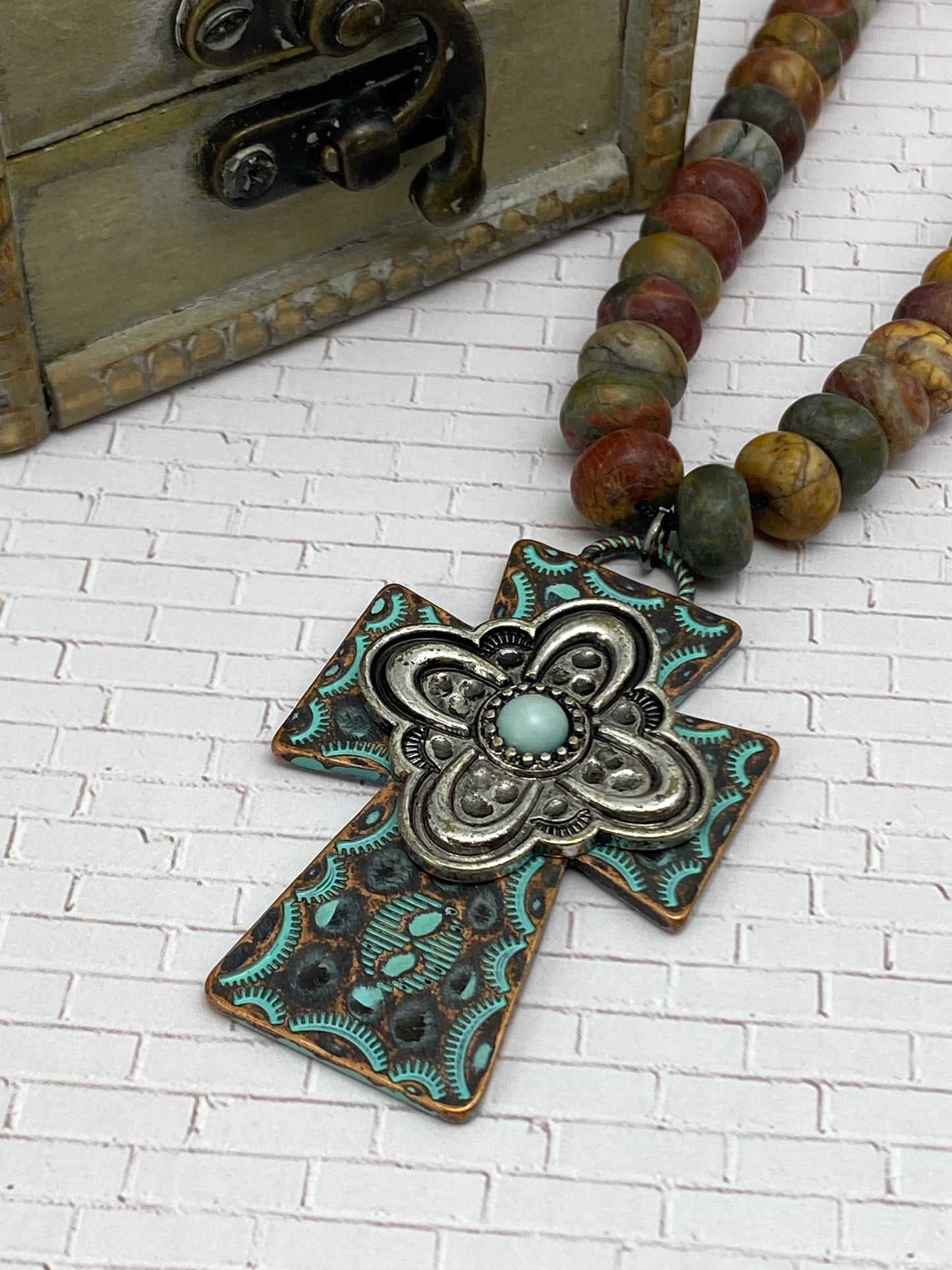 Patina Cross Necklace