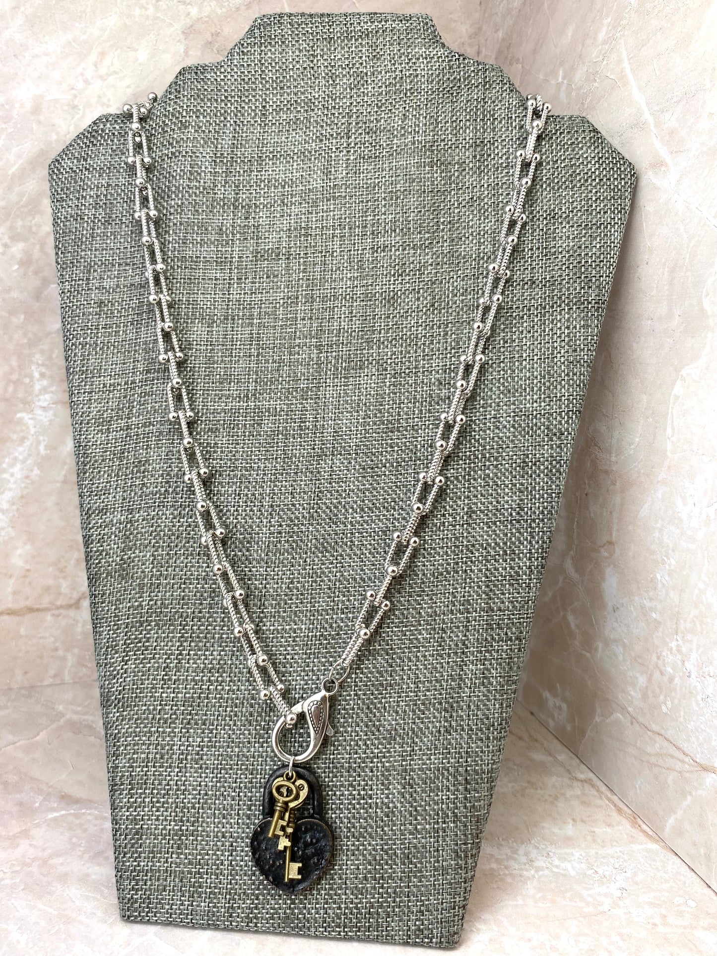 Silver Lock And Key Necklace