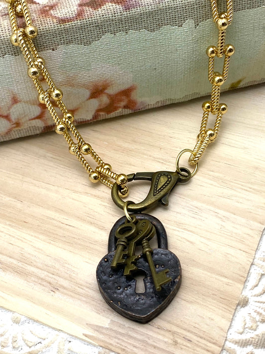 Gold Lock And Key Necklace