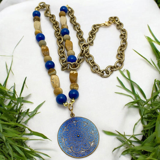 Blue Coin Necklace