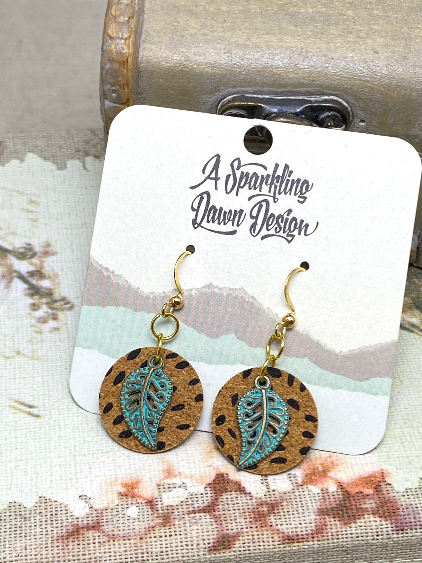 Leather And Leaf Earrings