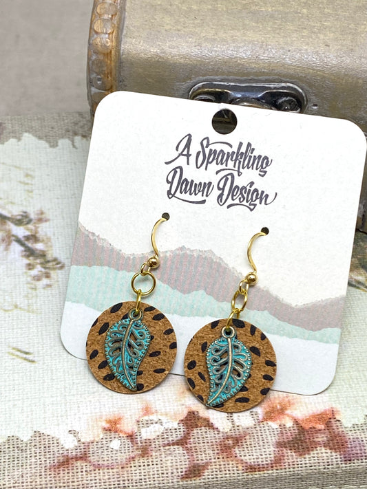 Leather And Leaf Earrings
