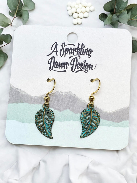 Patina Leaf Earrings