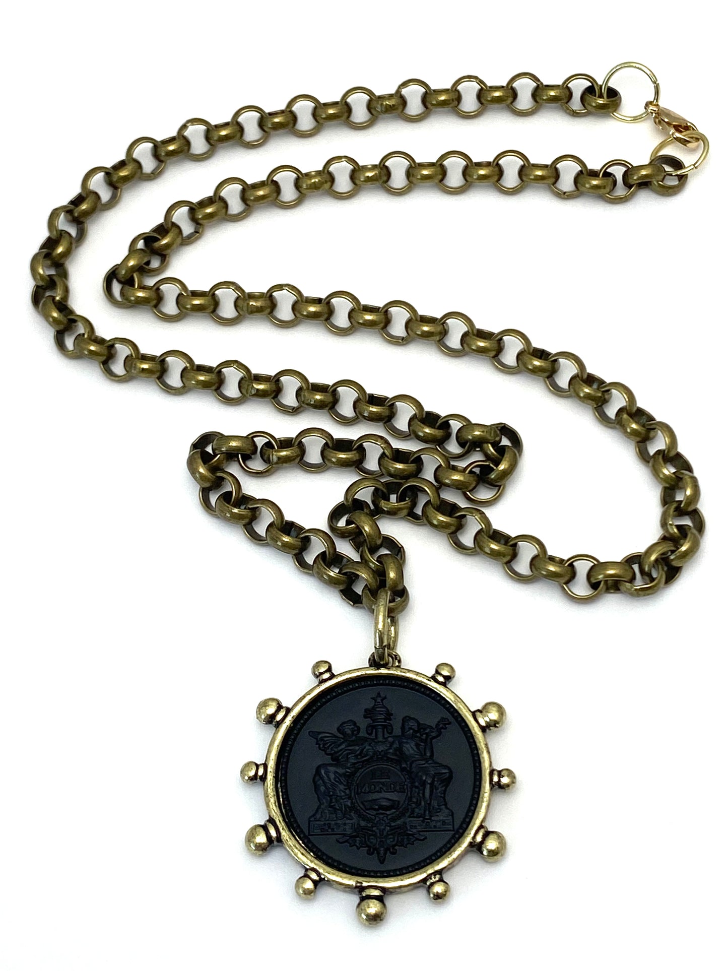 French Angel Life Insurance Replica Coin Necklace