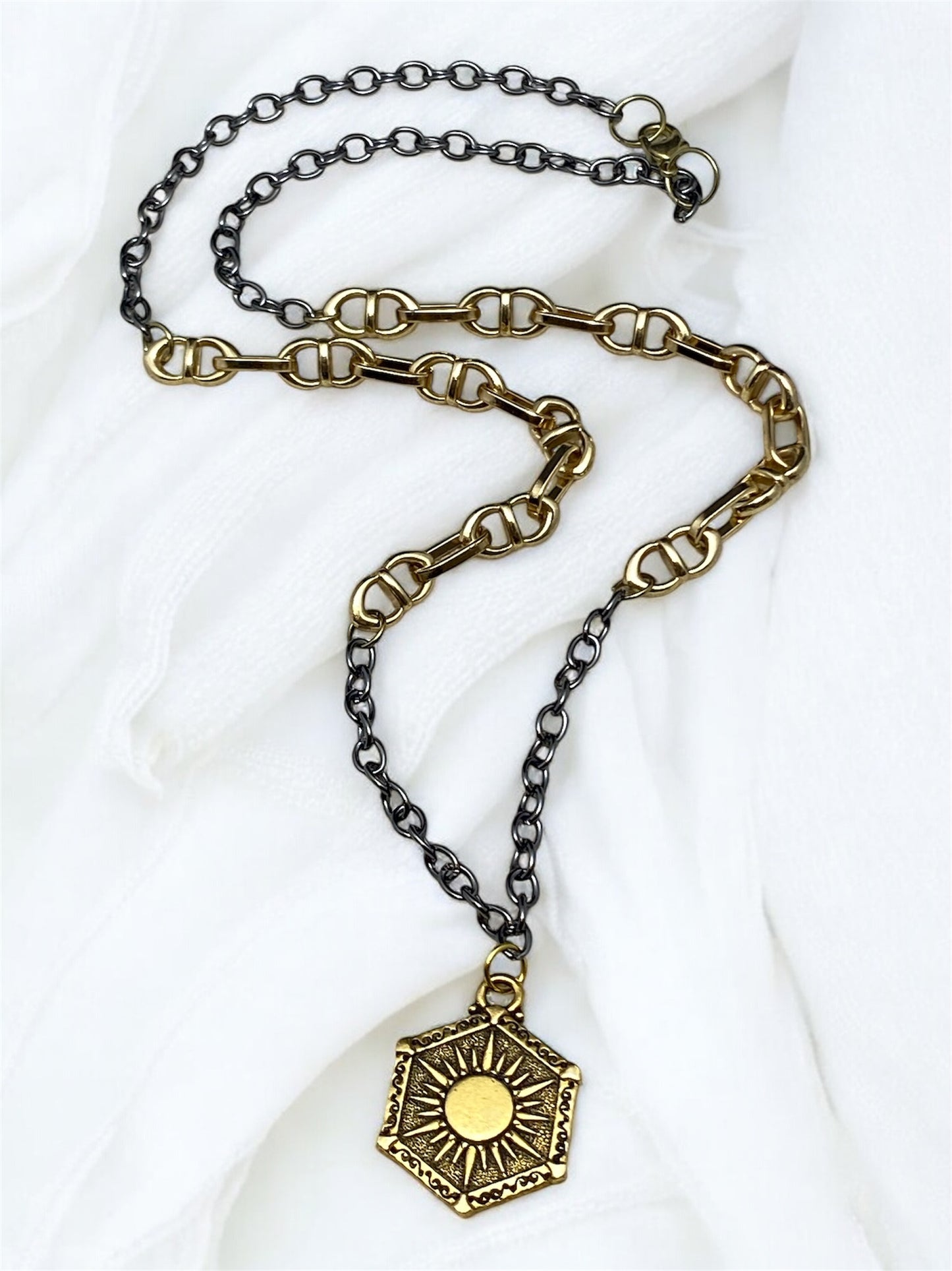 Heavenly Lights Necklace - Black & Gold Chain