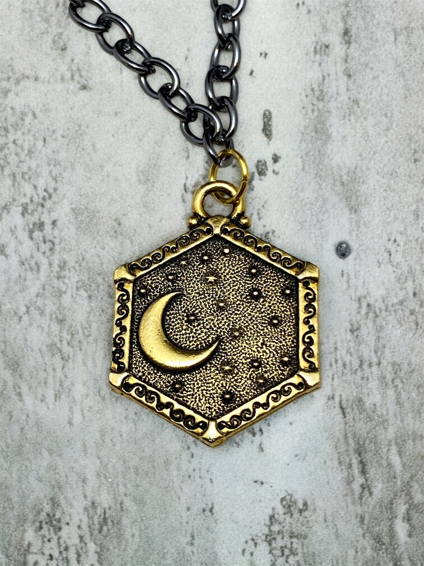 Heavenly Lights Necklace - Black & Gold Chain