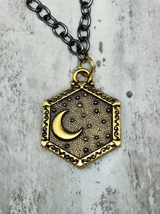 The Heavenly Lights Necklace - Black & Gold Chain