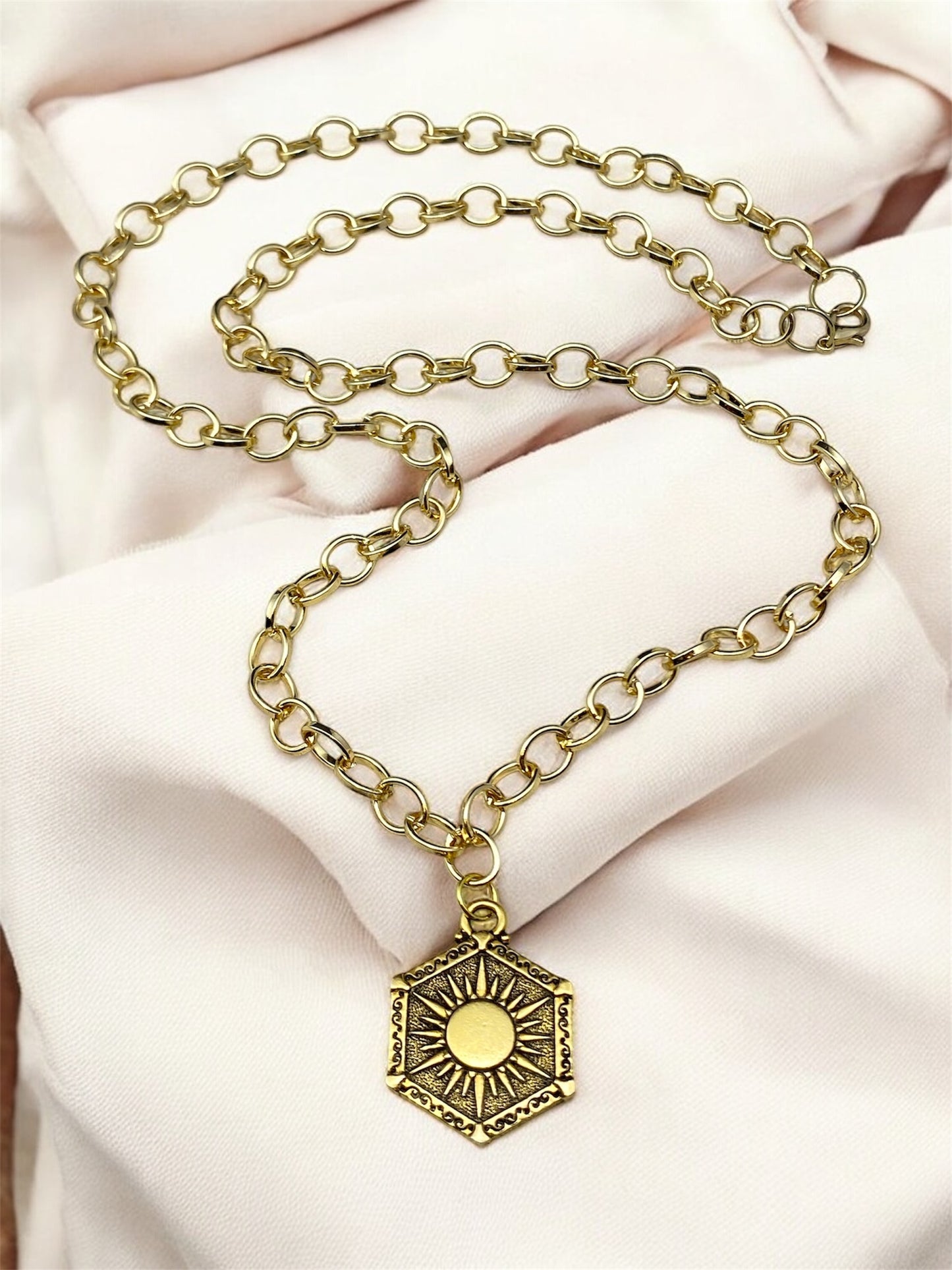 Heavenly Lights Necklace - Gold Rolo Chain