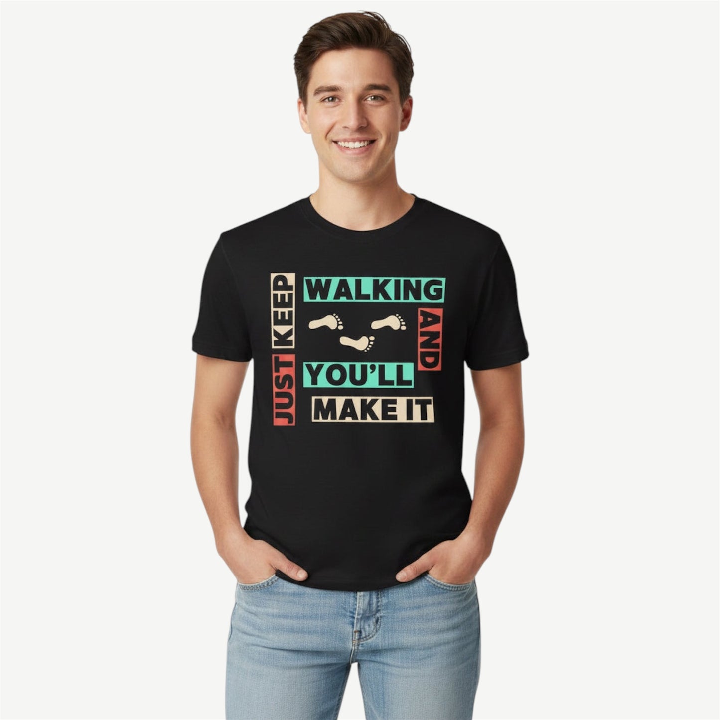 Just Keep Walking T-Shirt | Comfort Colors 1717 Motivational Graphic Tee