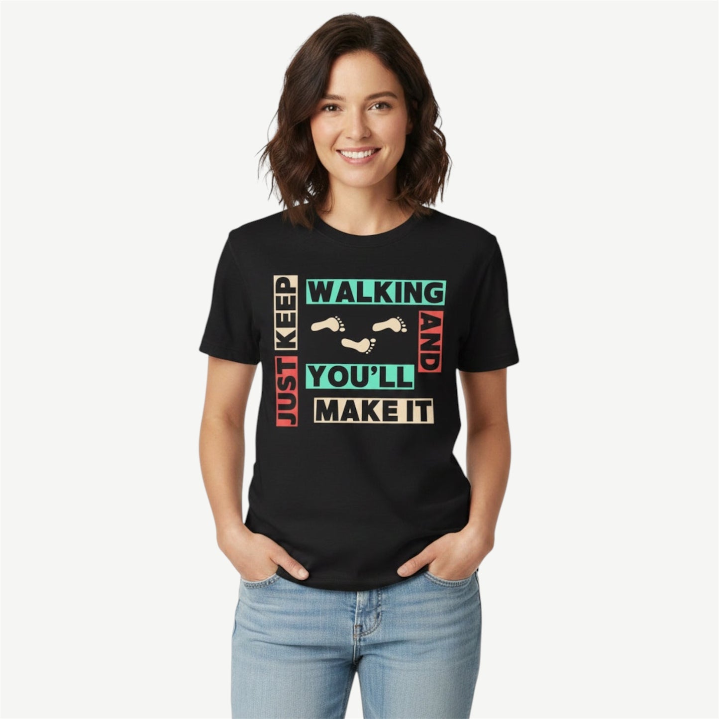 Just Keep Walking T-Shirt | Comfort Colors 1717 Motivational Graphic Tee