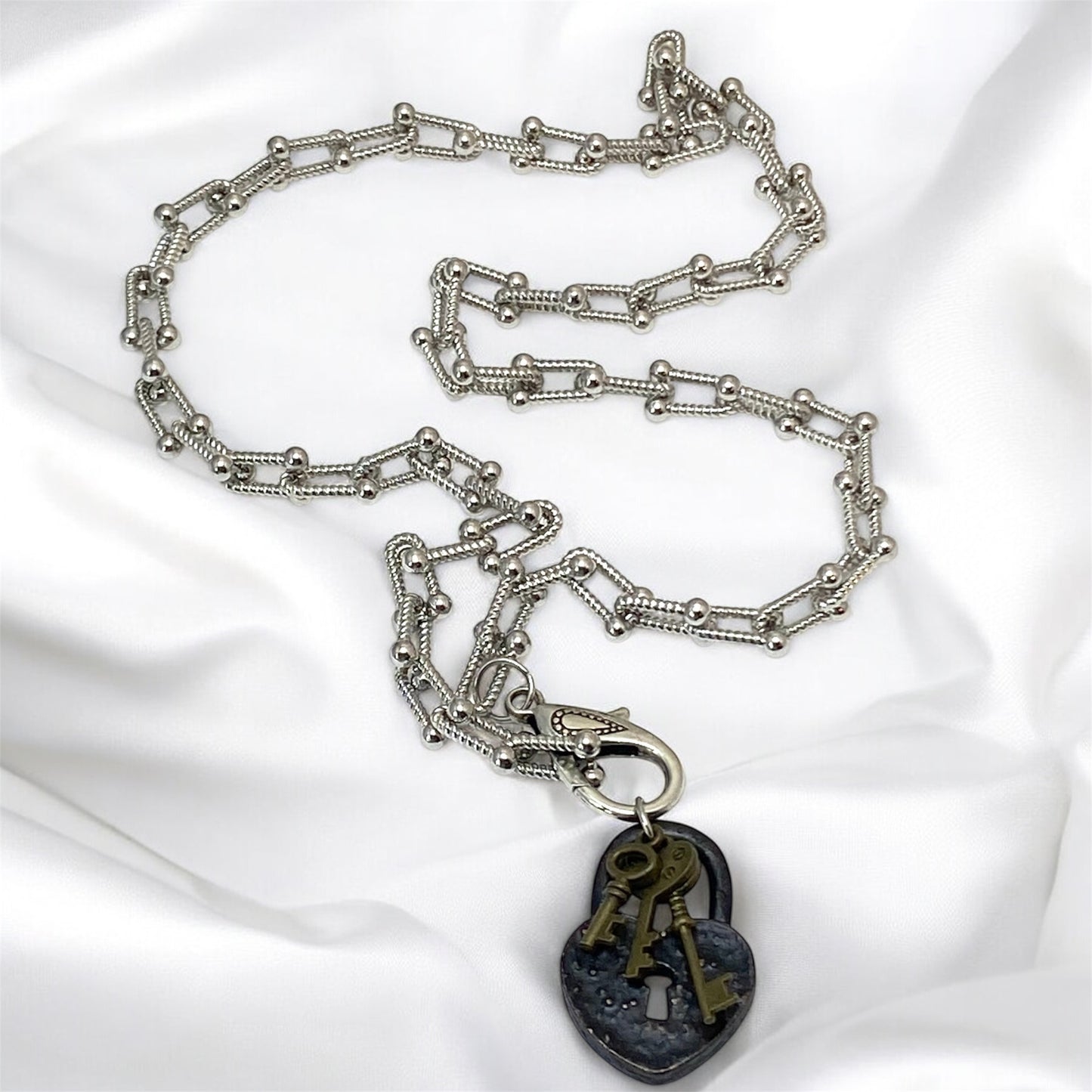 Silver Lock And Key Necklace