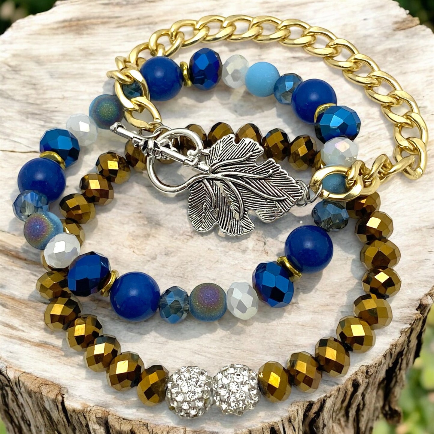 Silver Leaf Bracelet Set