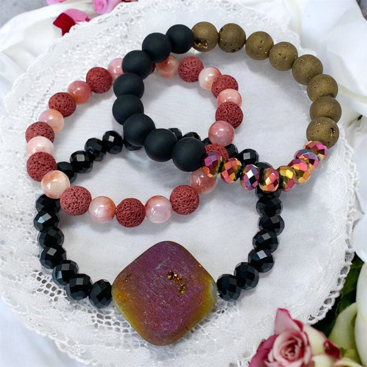 Druzy Agate Bracelet Set