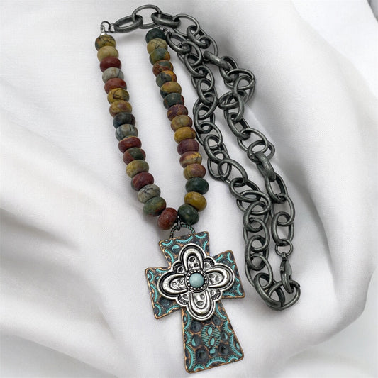 Patina Cross Necklace