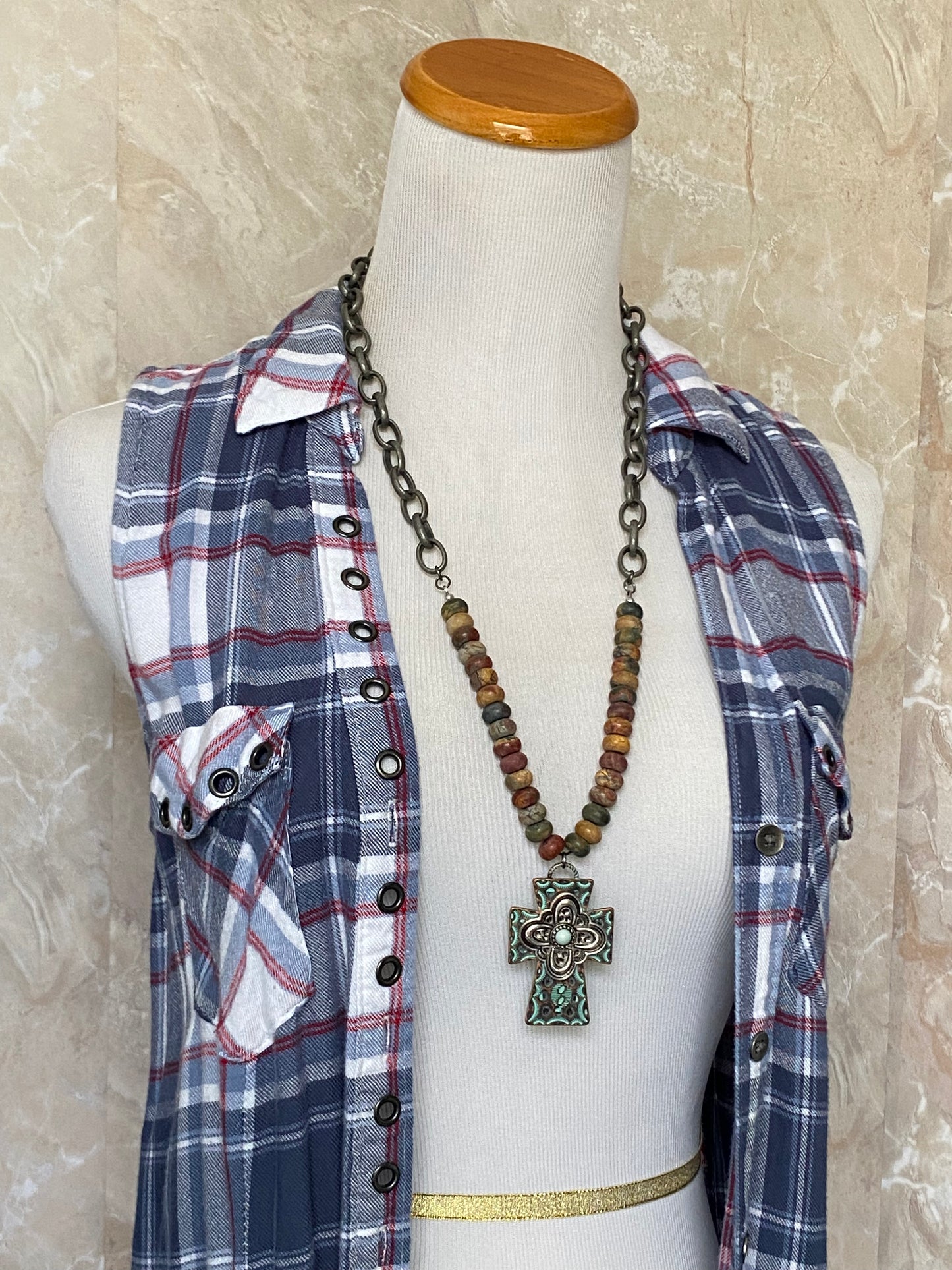 Patina Cross Necklace