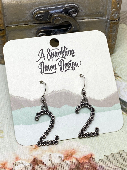Silver Number Two Earrings