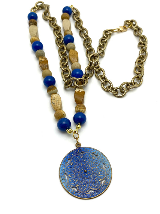 Blue Coin Necklace