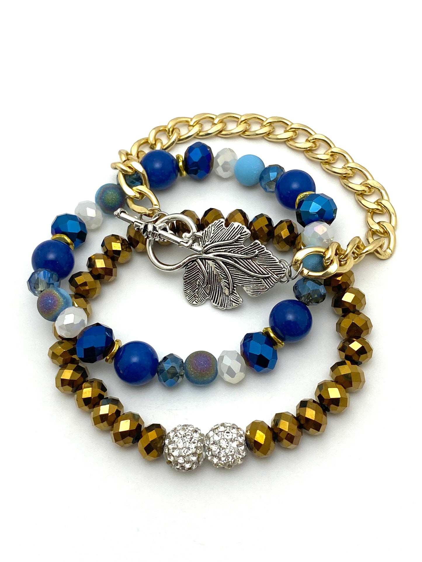 Silver Leaf Bracelet Set