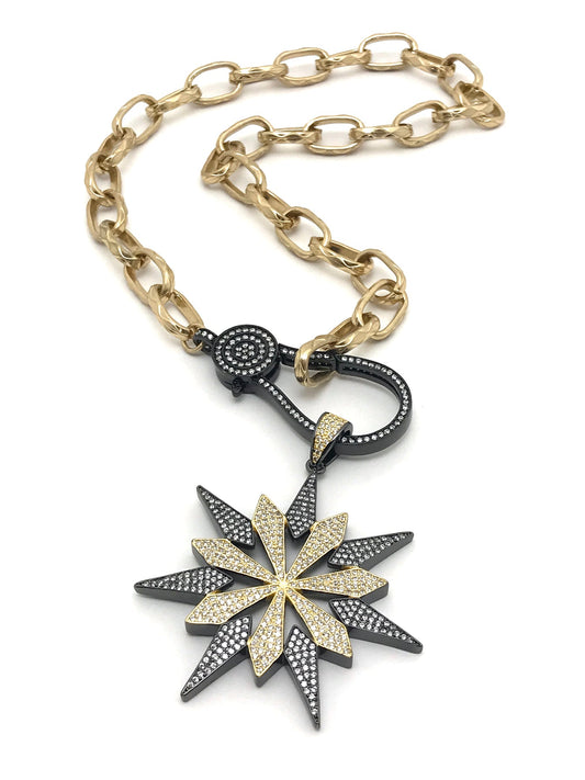 Pave Star And Clasp Necklace