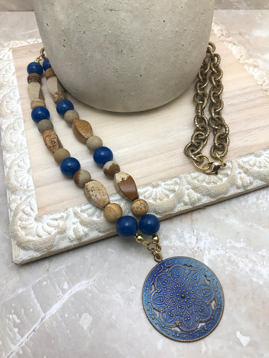 Blue Coin Necklace